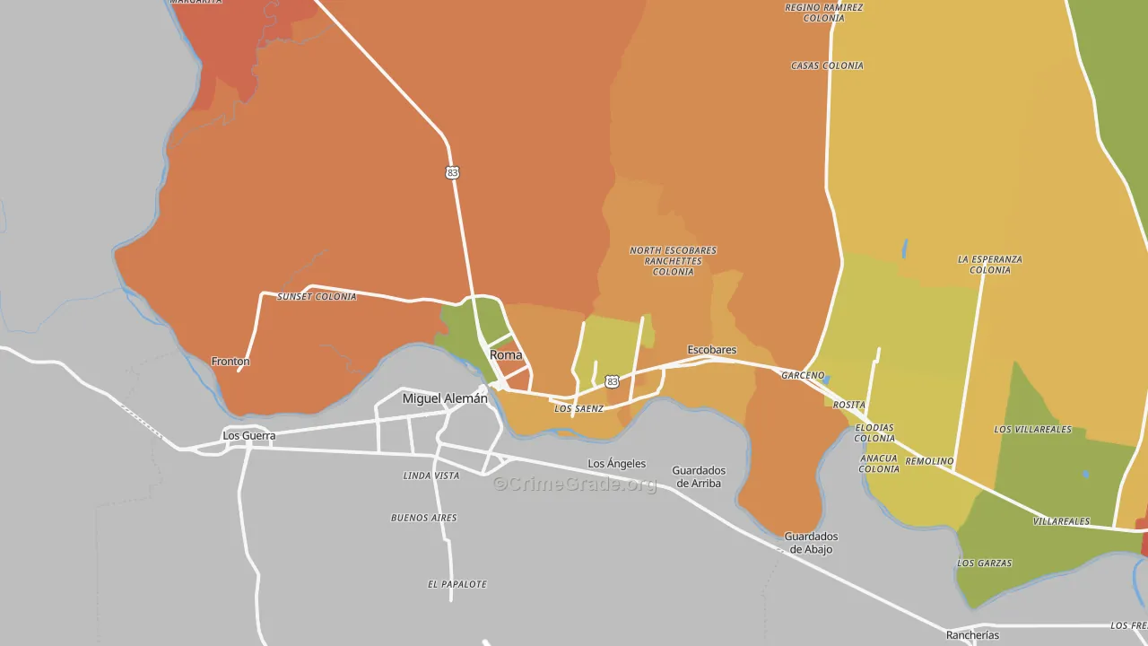 Roma, TX Map of Arson Rates