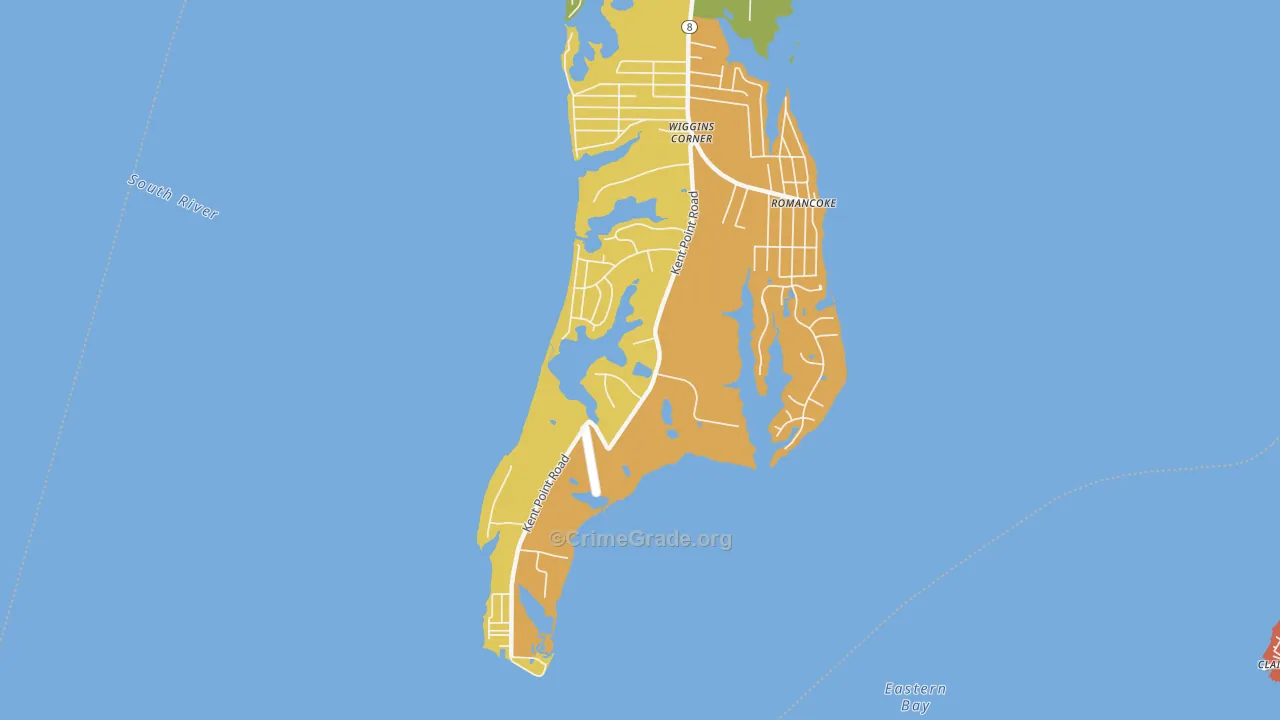 Romancoke on the Bay, MD Map of Arson Rates