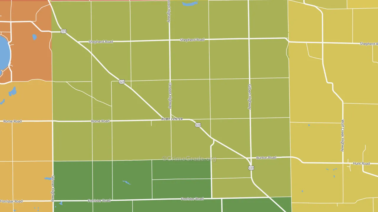 Rome Center, MI Map of Arson Rates