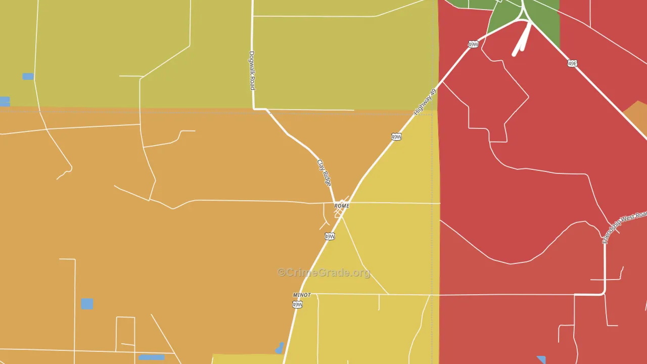 Rome, MS Map of Arson Rates