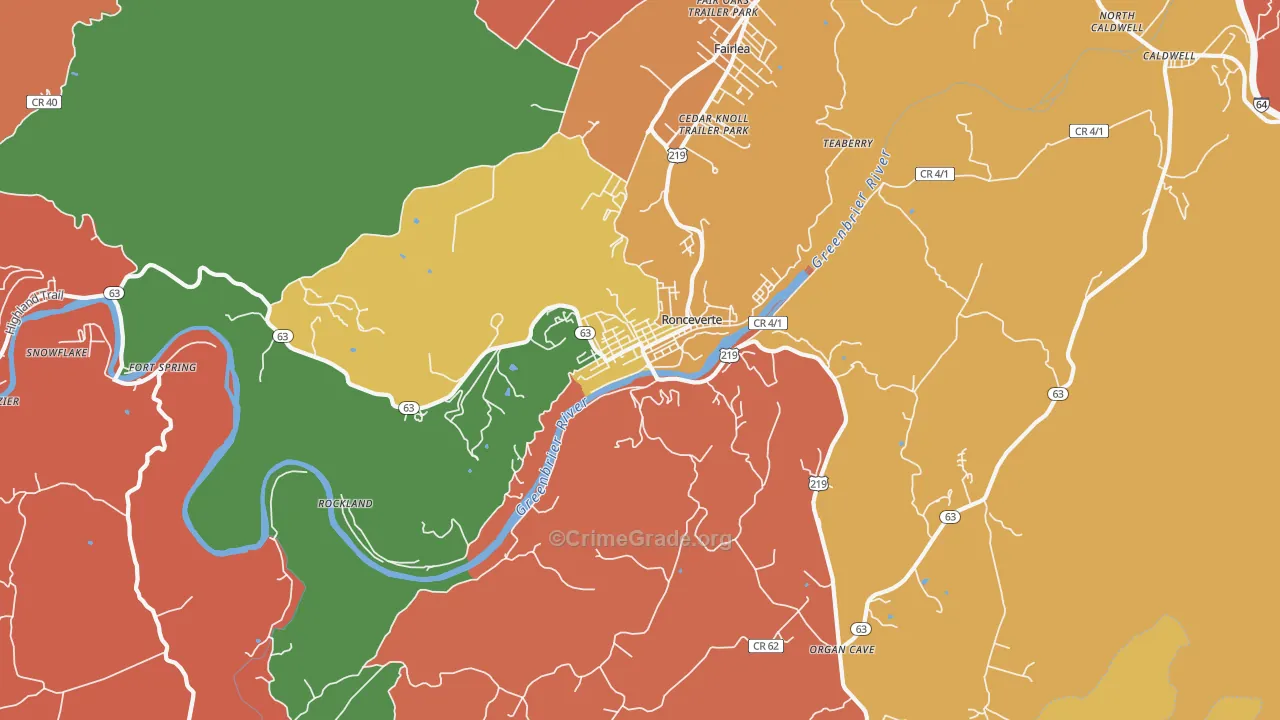 Ronceverte, WV Map of Arson Rates