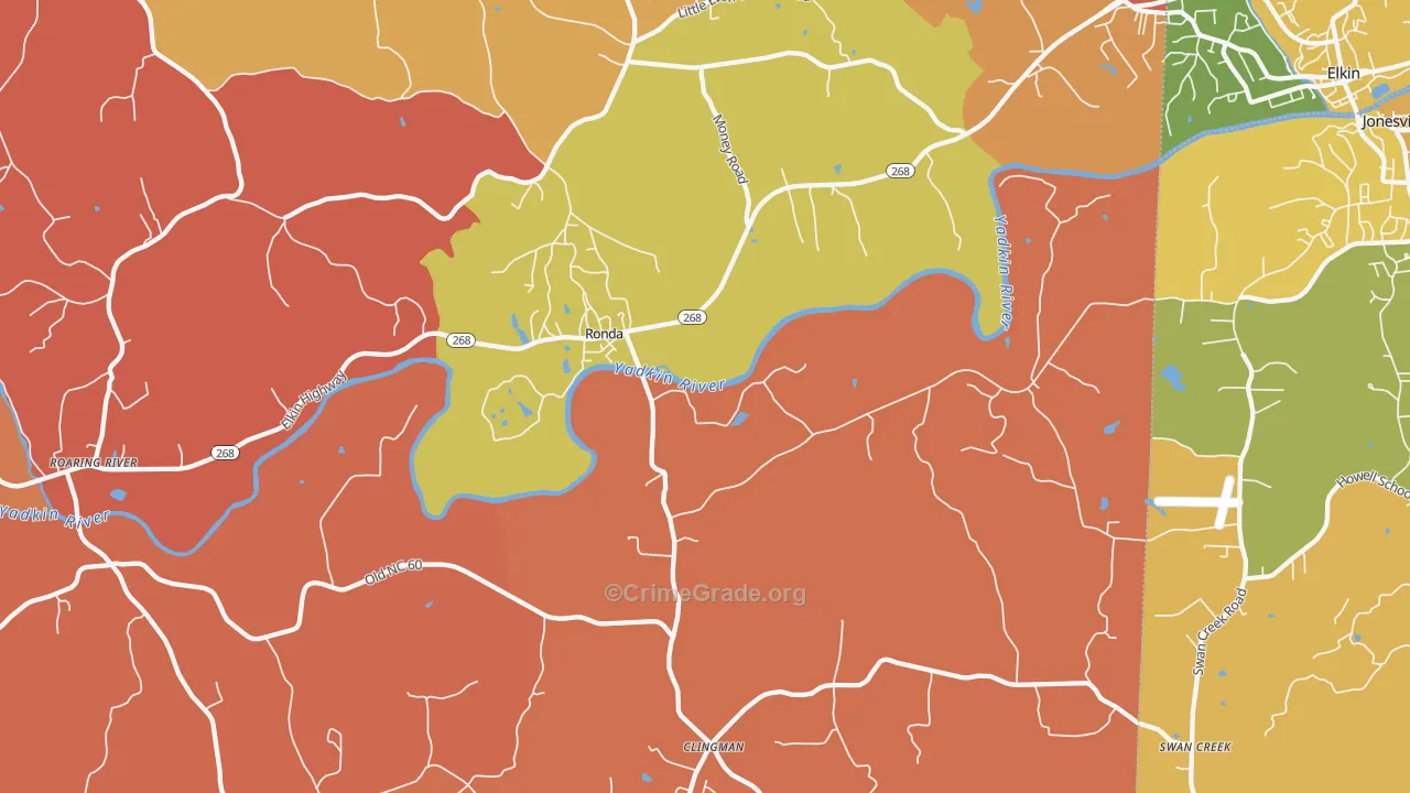 Ronda, NC Map of Arson Rates