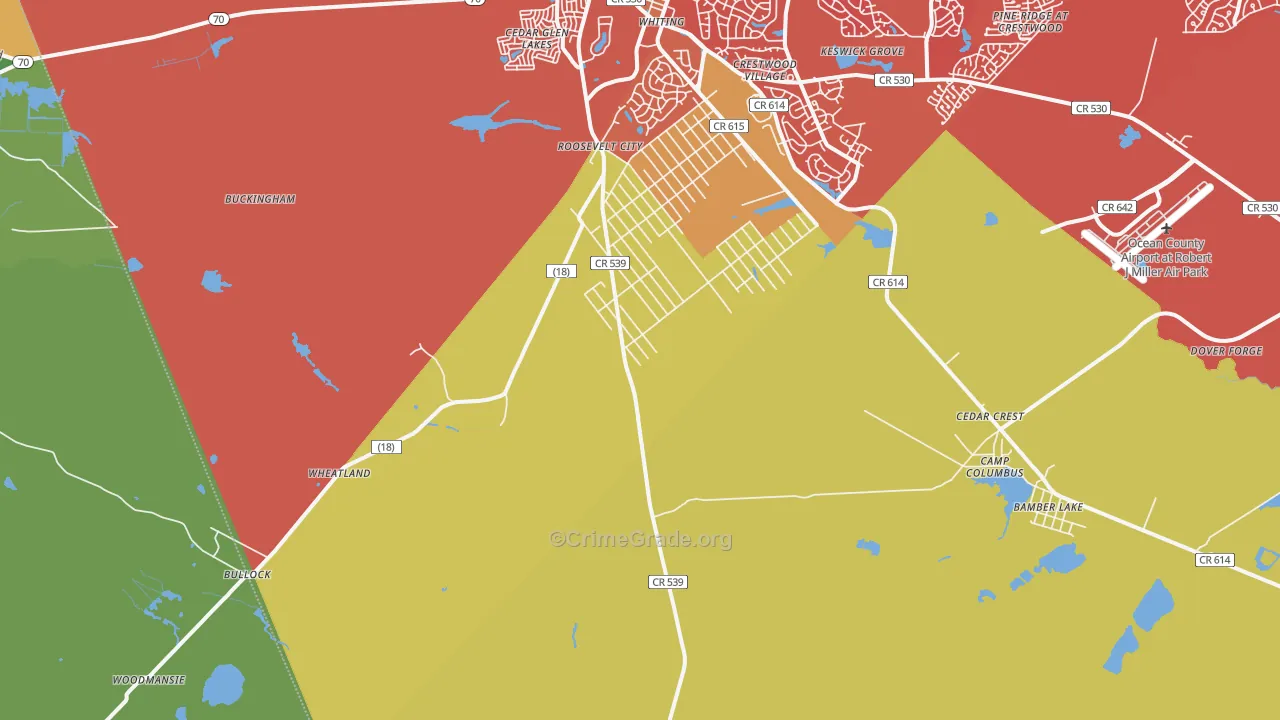 Roosevelt City, NJ Map of Arson Rates