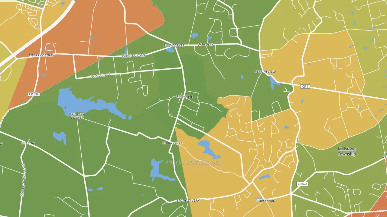 Roosevelt, NJ Map of Arson Rates