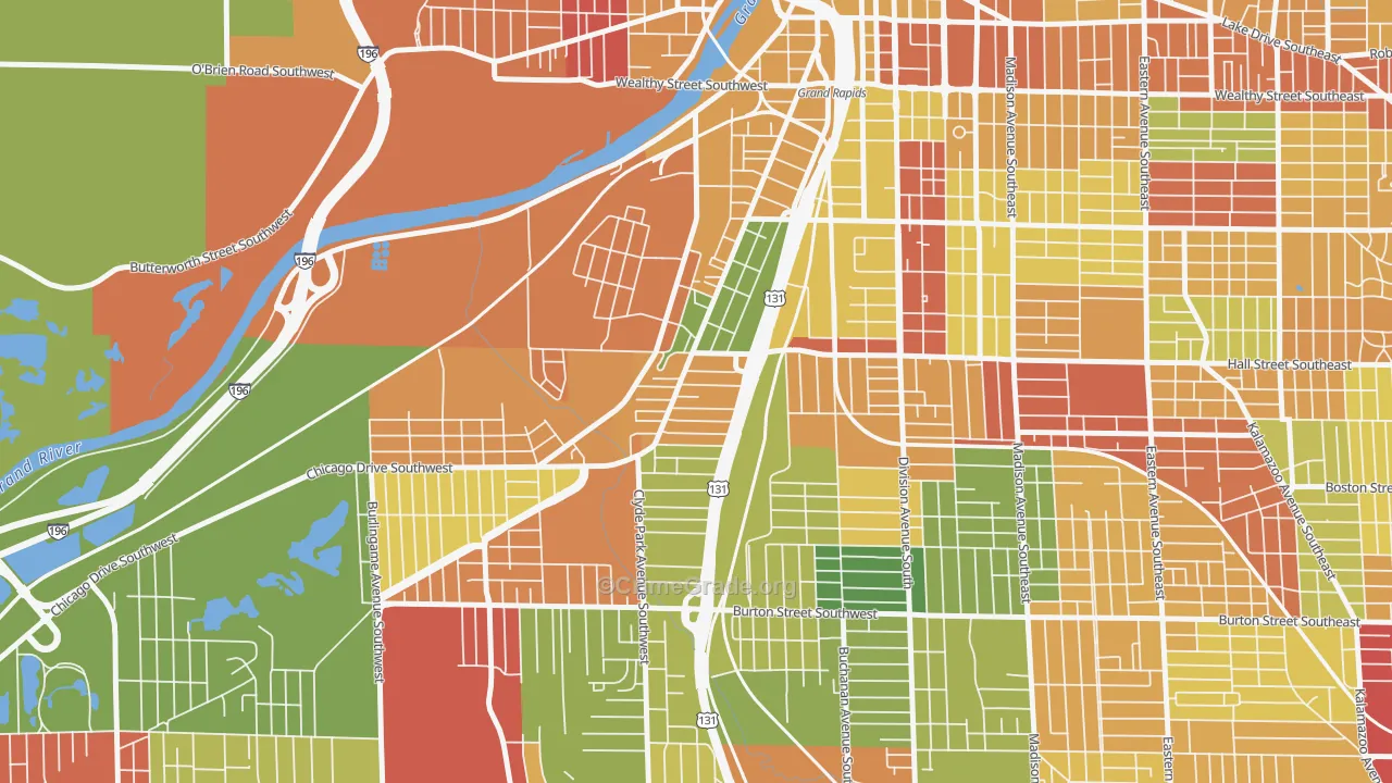 Roosevelt Park, Grand Rapids, MI Map of Arson Rates