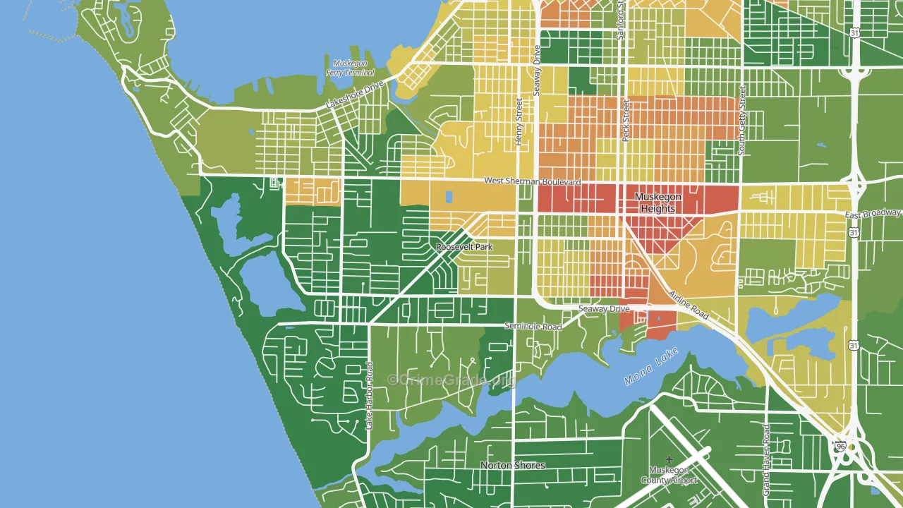 Roosevelt Park, MI Map of Arson Rates