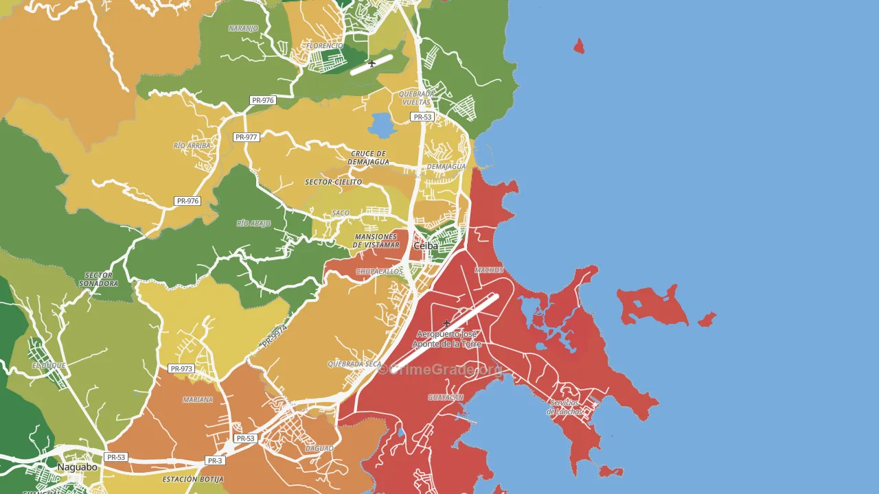 Roosevelt Roads Naval Station, PR Map of Arson Rates