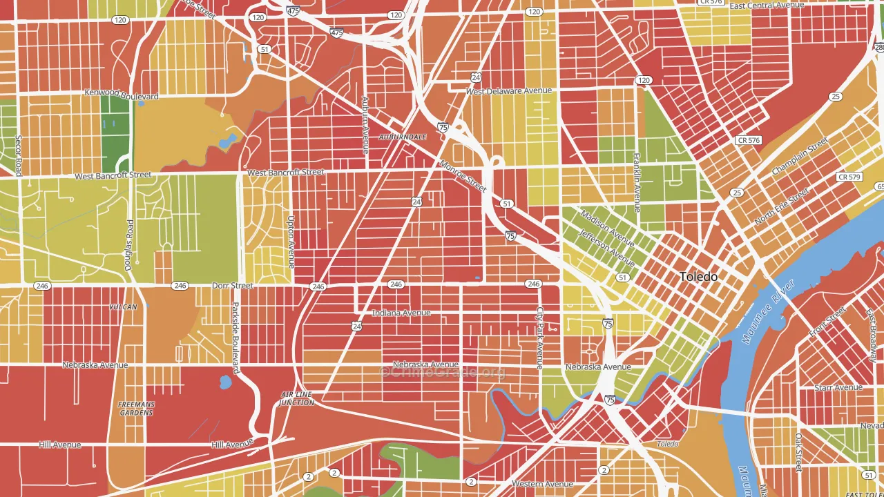 Roosevelt-Toledo, Toledo, OH Map of Arson Rates