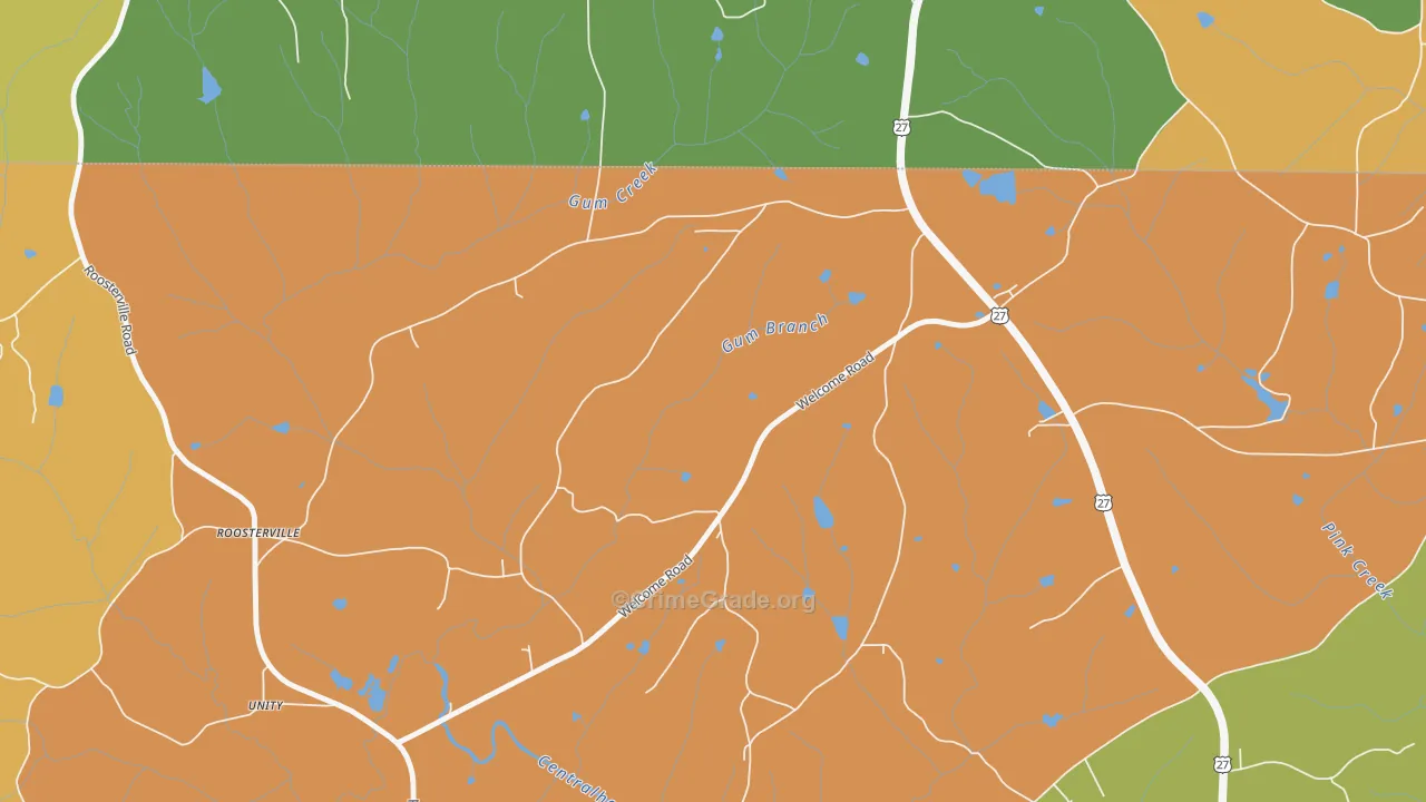 Roosterville, GA Map of Arson Rates