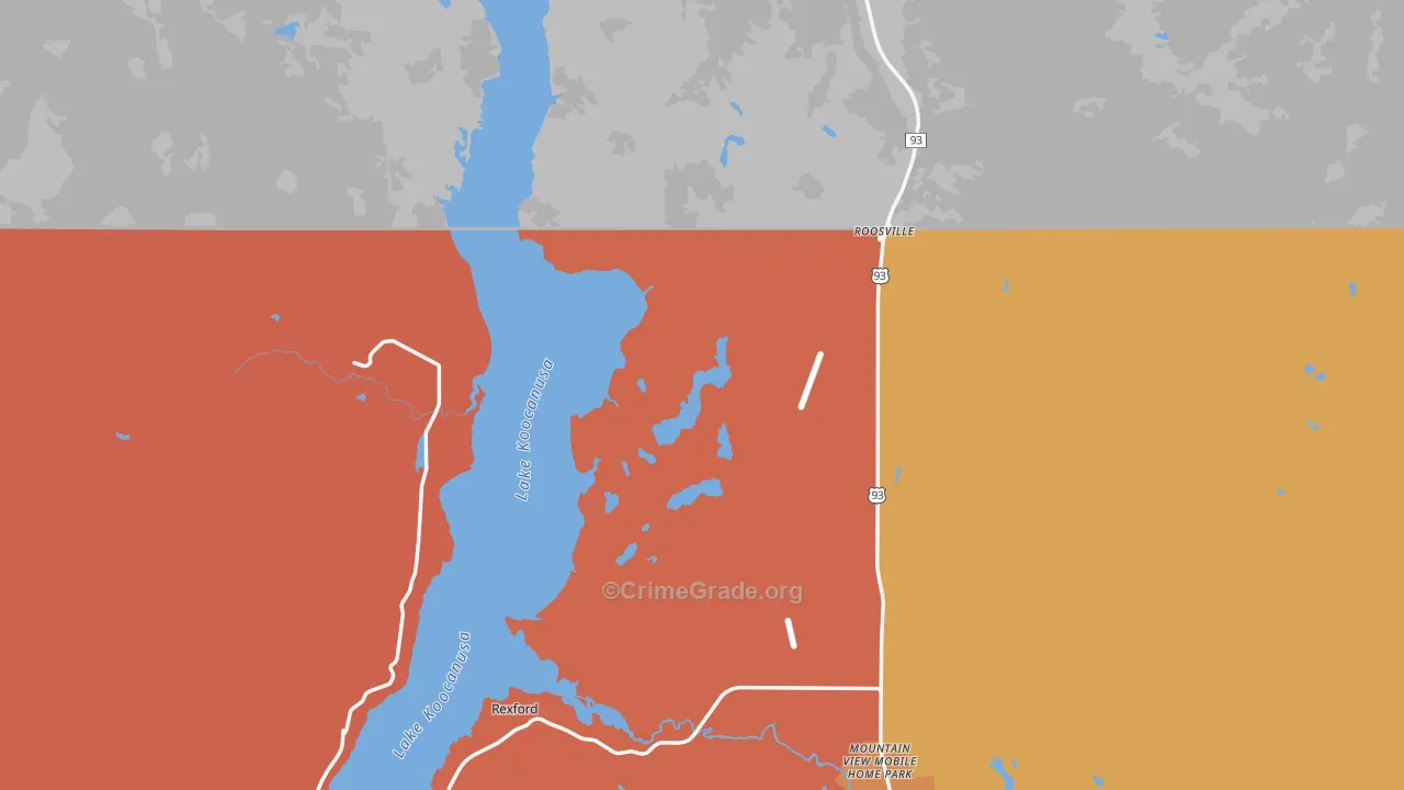 Roosville, MT Map of Arson Rates