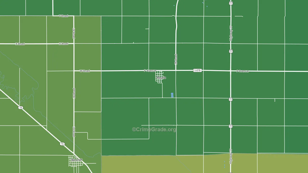 Rosalie, NE Map of Arson Rates