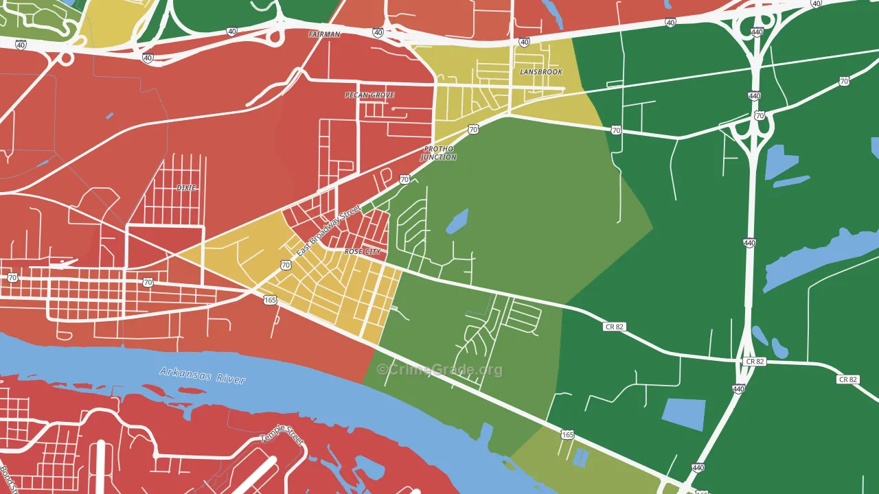 Rose City, AR Map of Arson Rates
