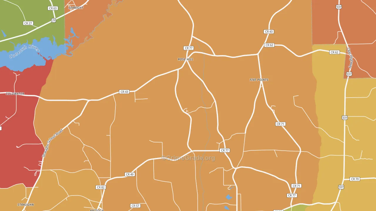 Rose Hill, AL Map of Arson Rates