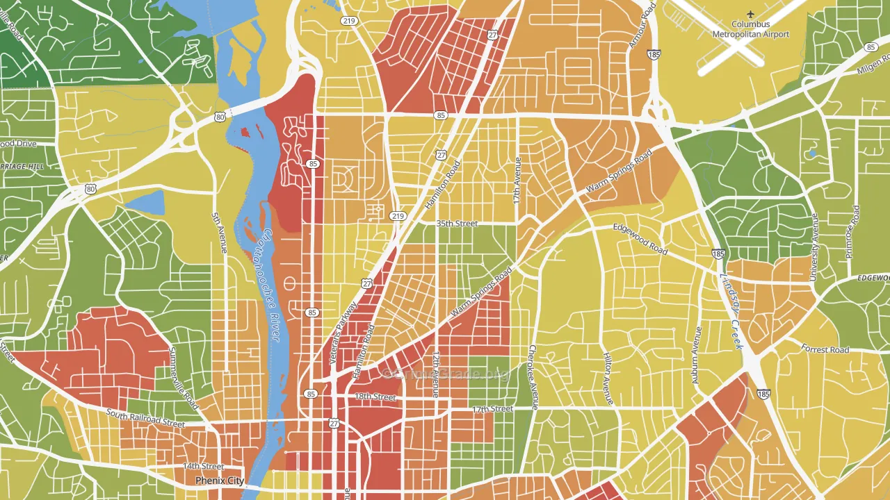 Rose Hill, Columbus, GA Map of Arson Rates