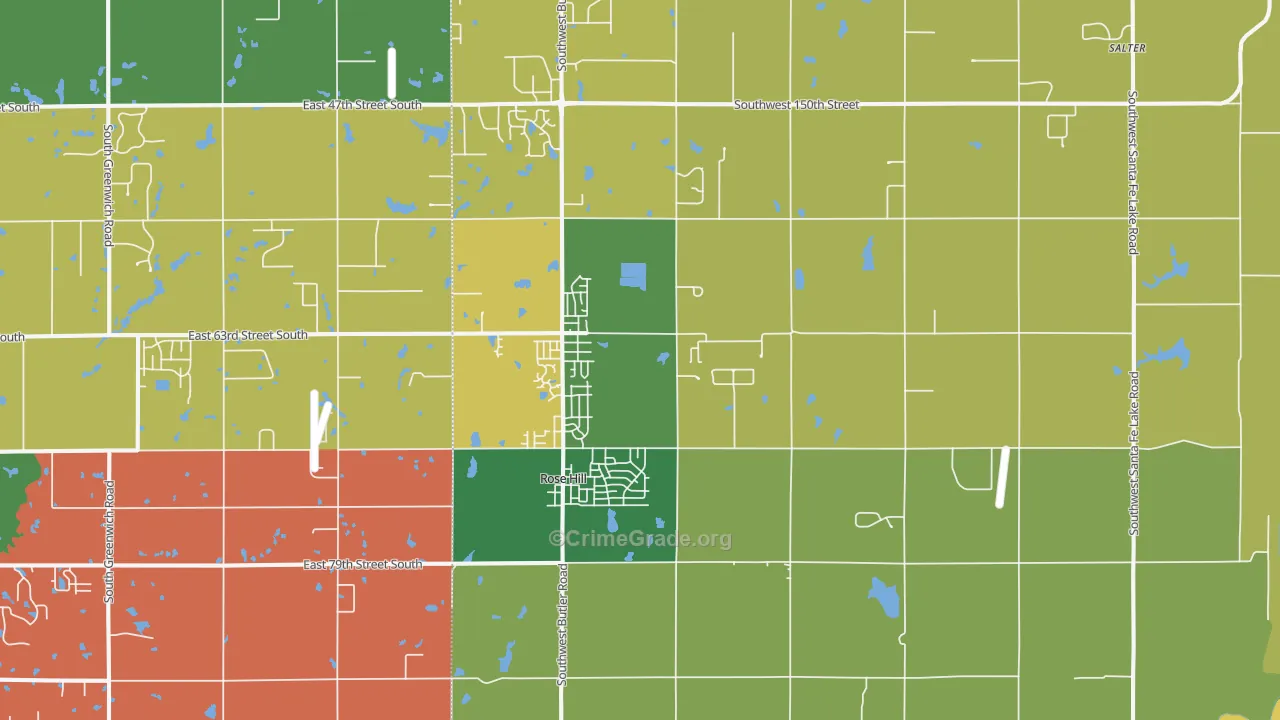 Rose Hill, KS Map of Arson Rates