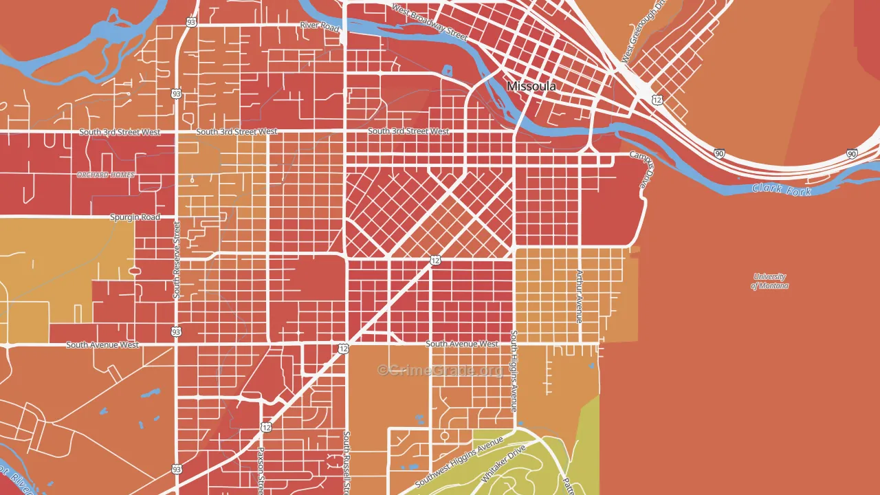 Rose Park, Missoula, MT Map of Arson Rates