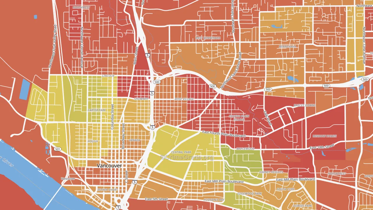 Rose Village, Vancouver, WA Map of Arson Rates