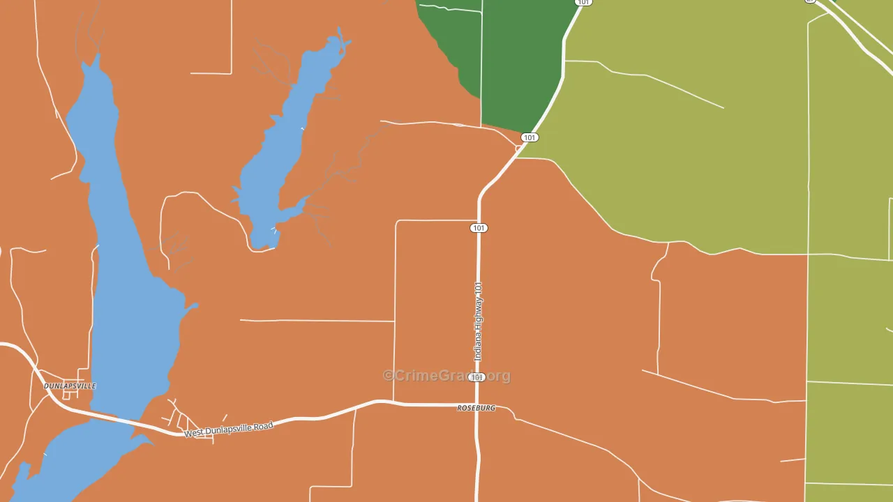 Roseburg, IN Map of Arson Rates