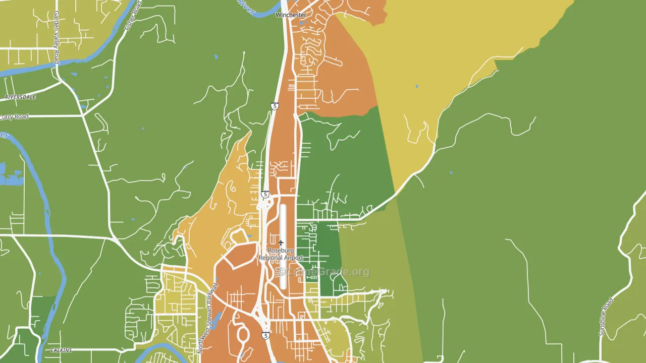 Roseburg North, OR Map of Arson Rates