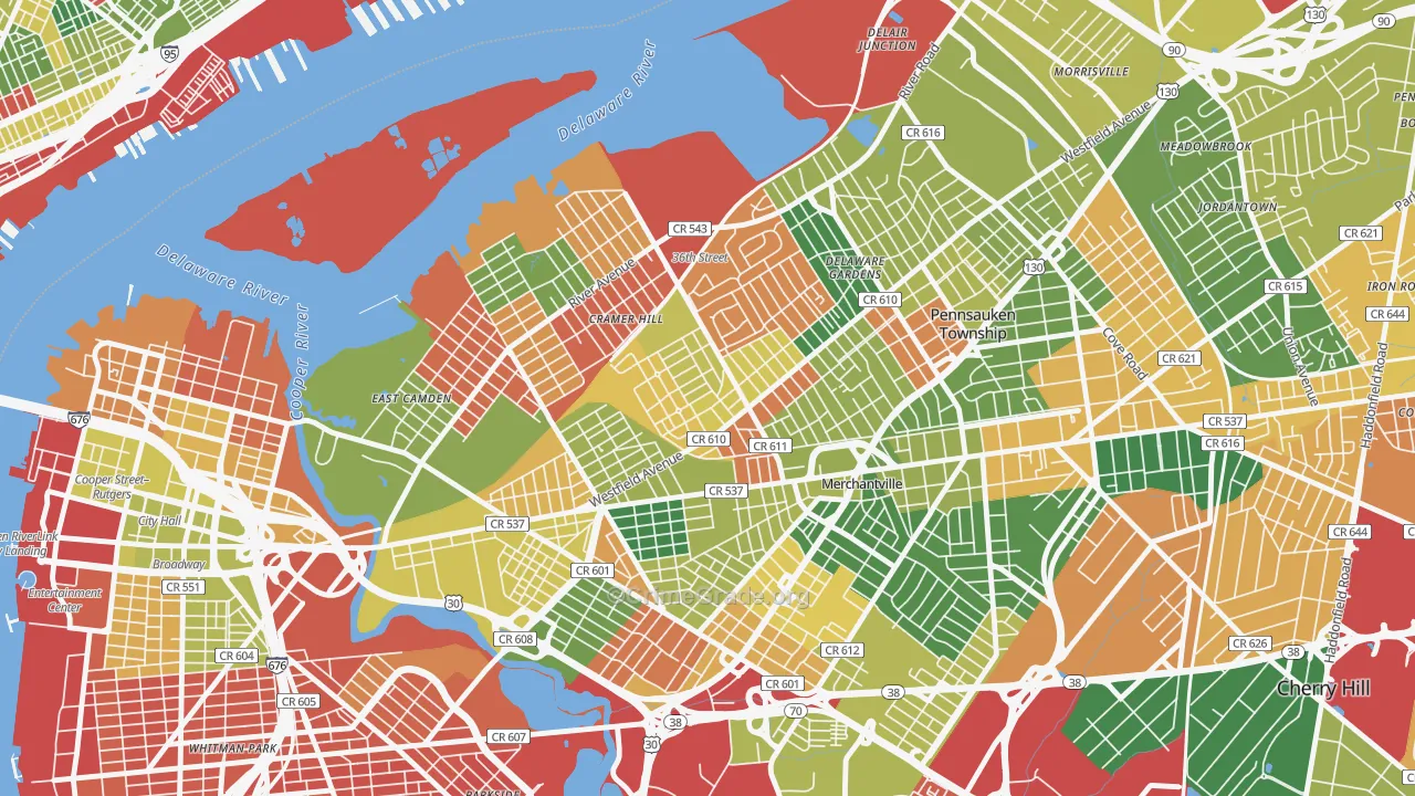 Rosedale, Camden, NJ Map of Arson Rates
