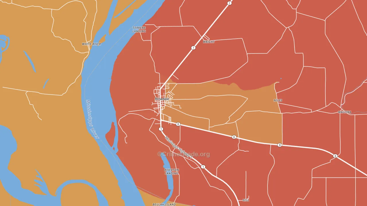 Rosedale, MS Map of Arson Rates