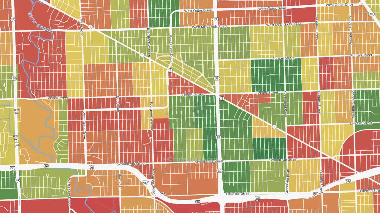 Rosedale Park, Detroit, MI Map of Arson Rates