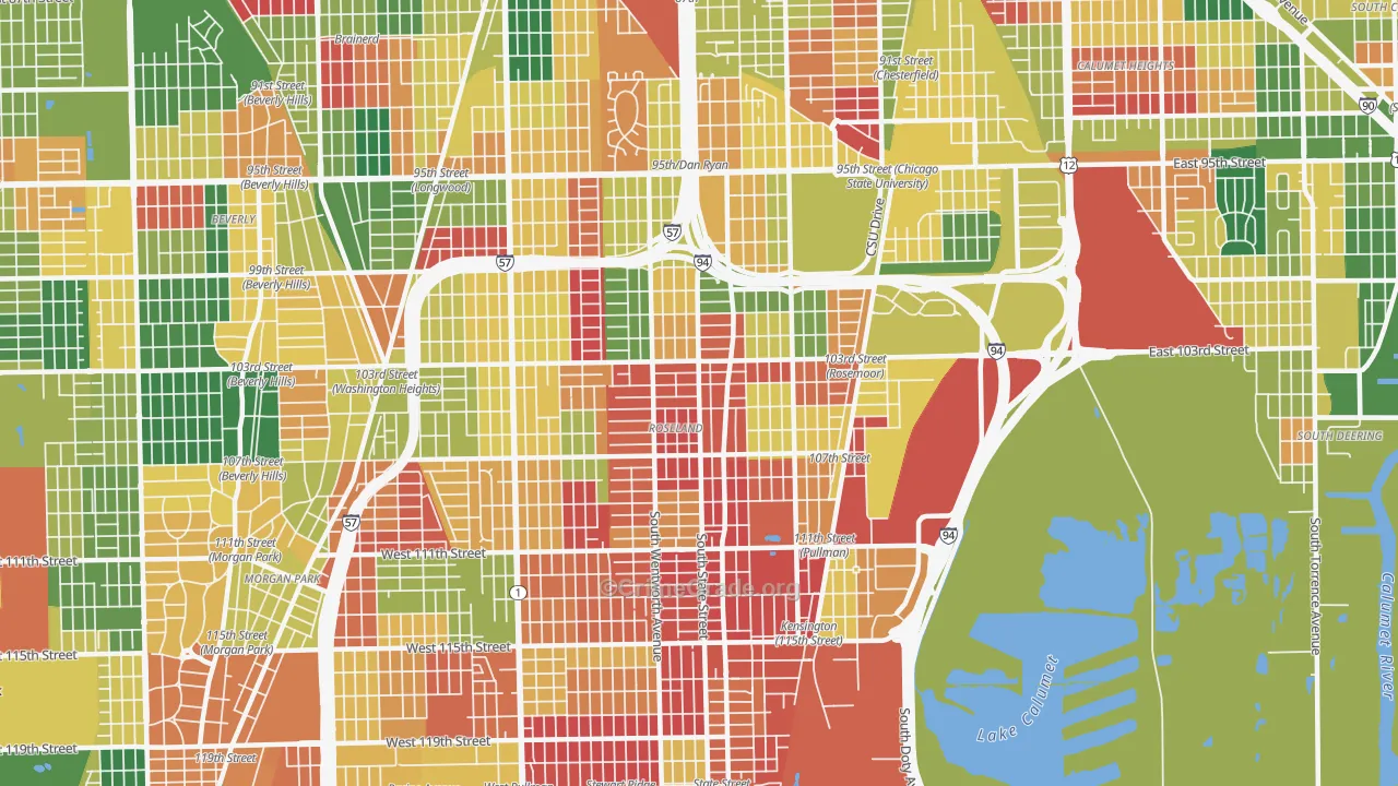 Roseland, Chicago, IL Map of Arson Rates