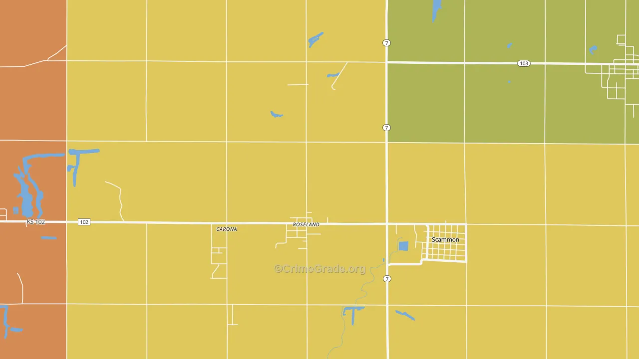 Roseland, KS Map of Arson Rates