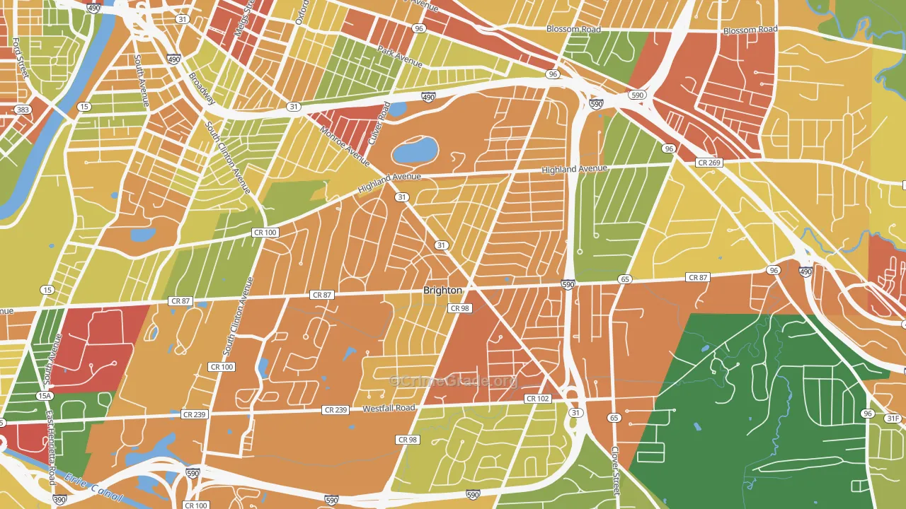 Roselawn, Brighton, NY Map of Arson Rates