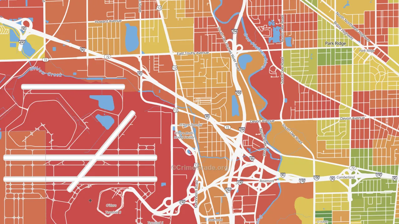 Rosemont, IL Map of Arson Rates