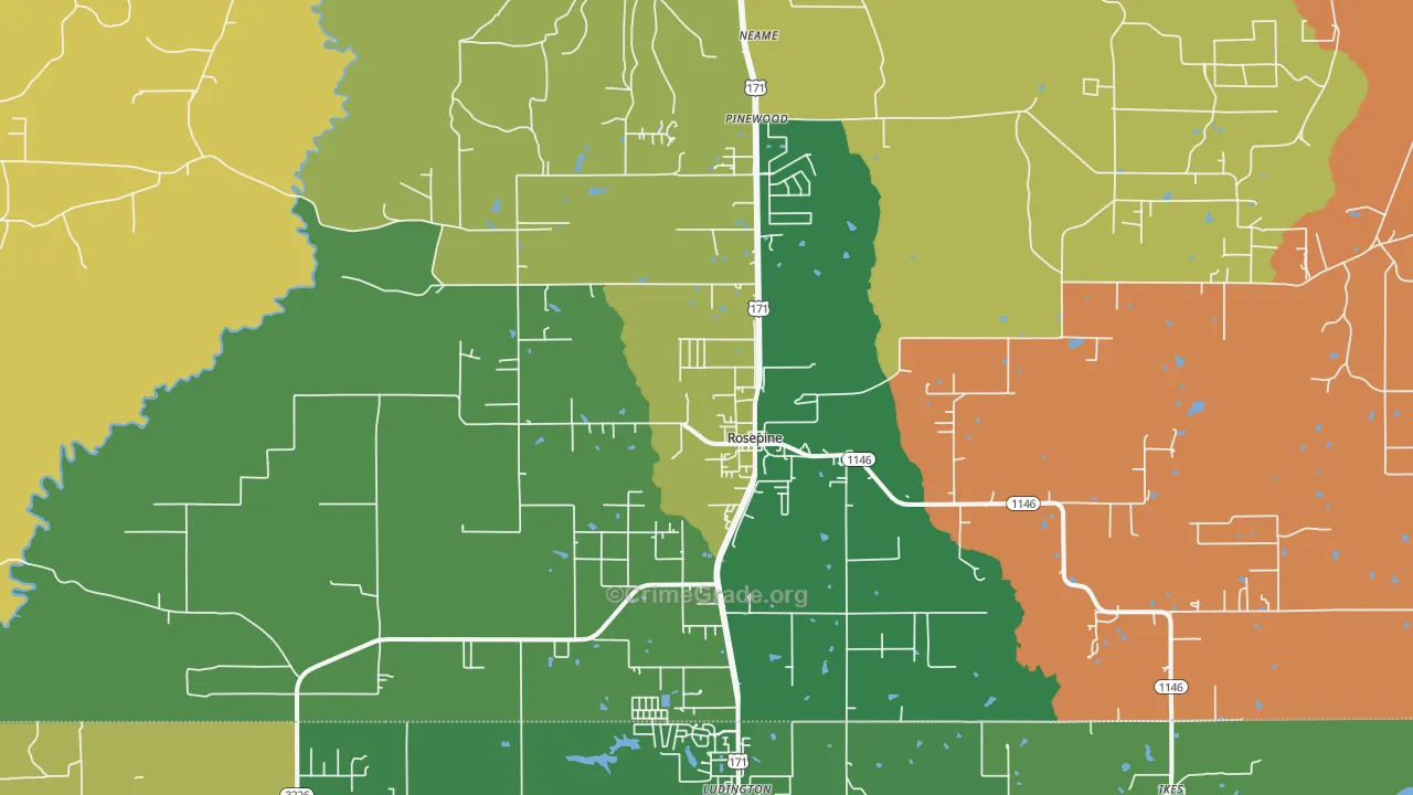 Rosepine, LA Map of Arson Rates