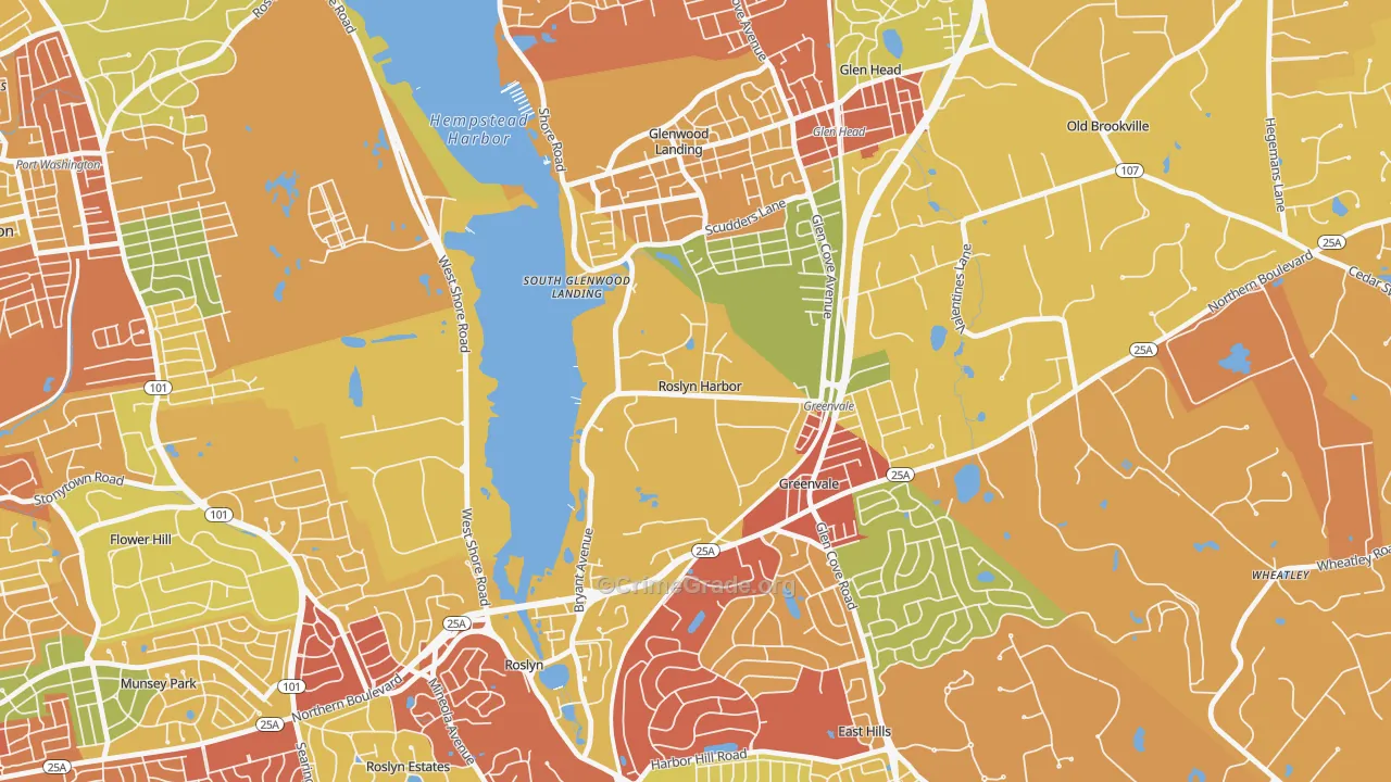 Roslyn Harbor, NY Map of Arson Rates