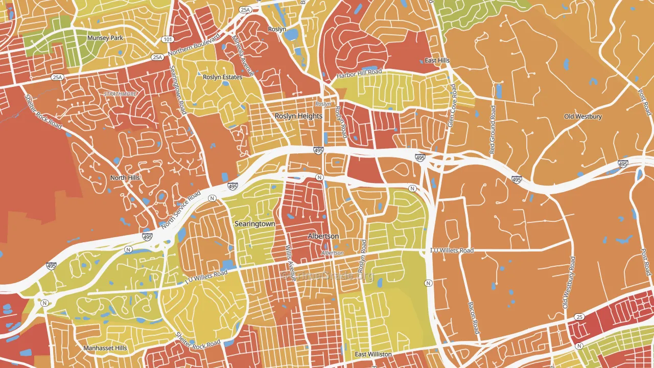 Roslyn Heights, NY Map of Arson Rates
