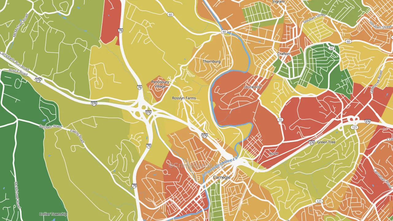 Rosslyn Farms, PA Map of Arson Rates