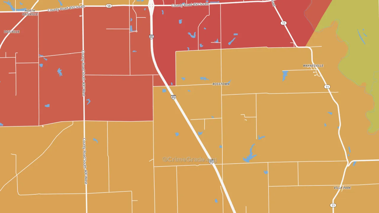 Rosstown, IN Map of Arson Rates
