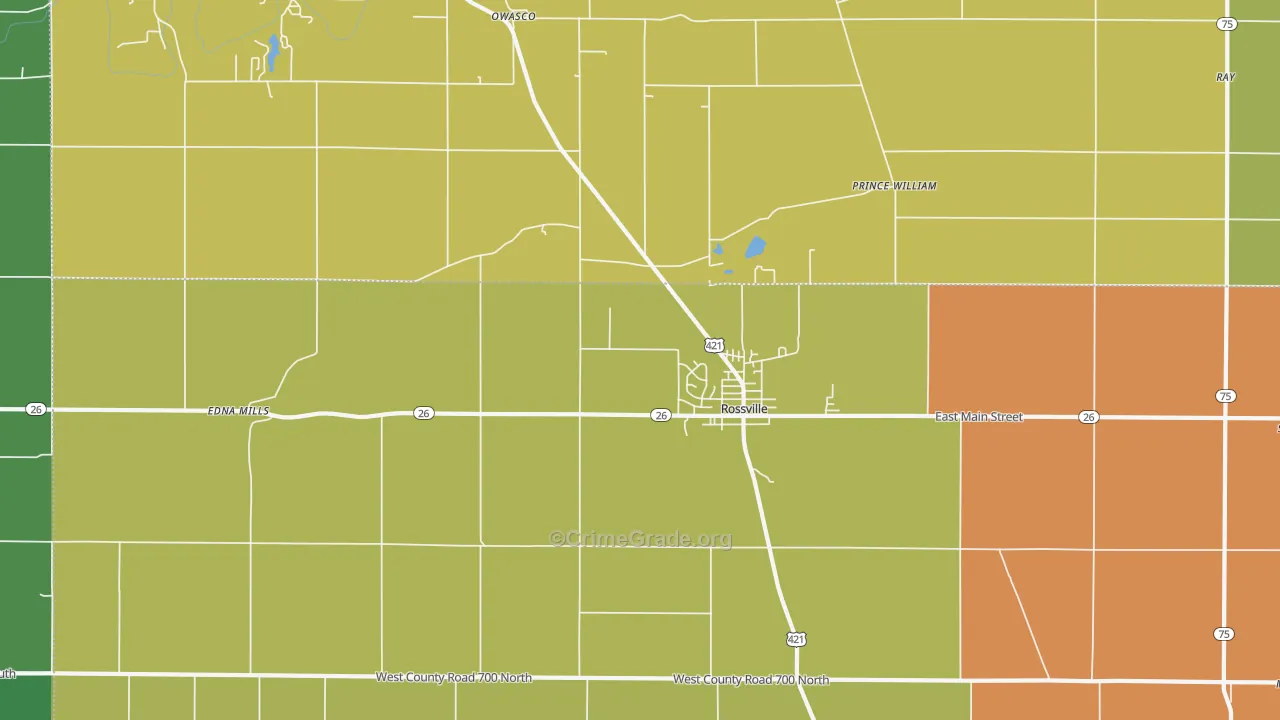 Rossville, IN Map of Arson Rates