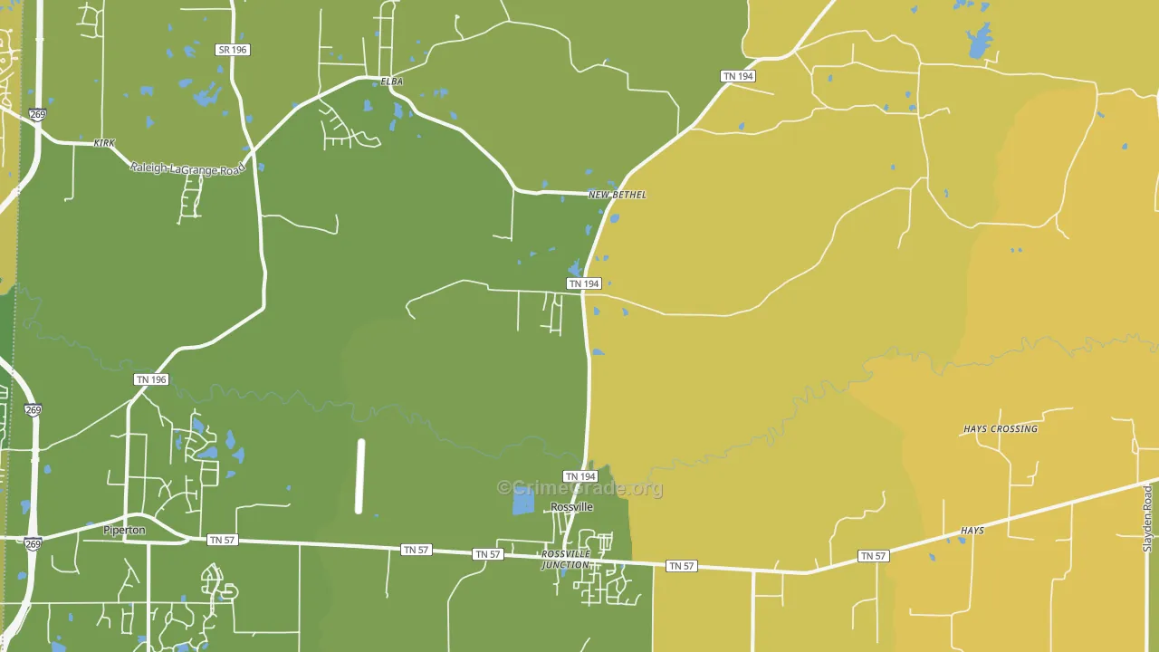 Rossville, TN Map of Arson Rates