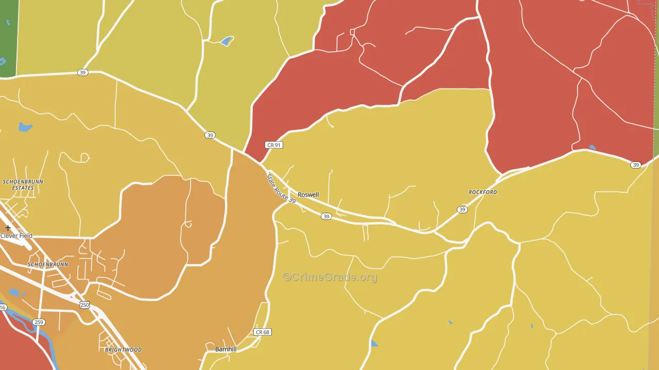 Roswell, OH Map of Arson Rates