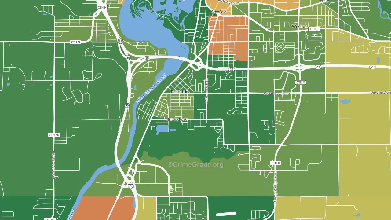 Rothschild, WI Map of Arson Rates