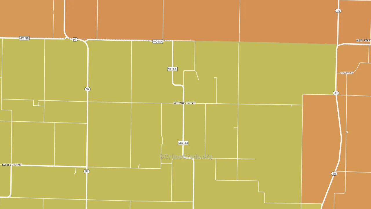 Round Grove, MO Map of Arson Rates