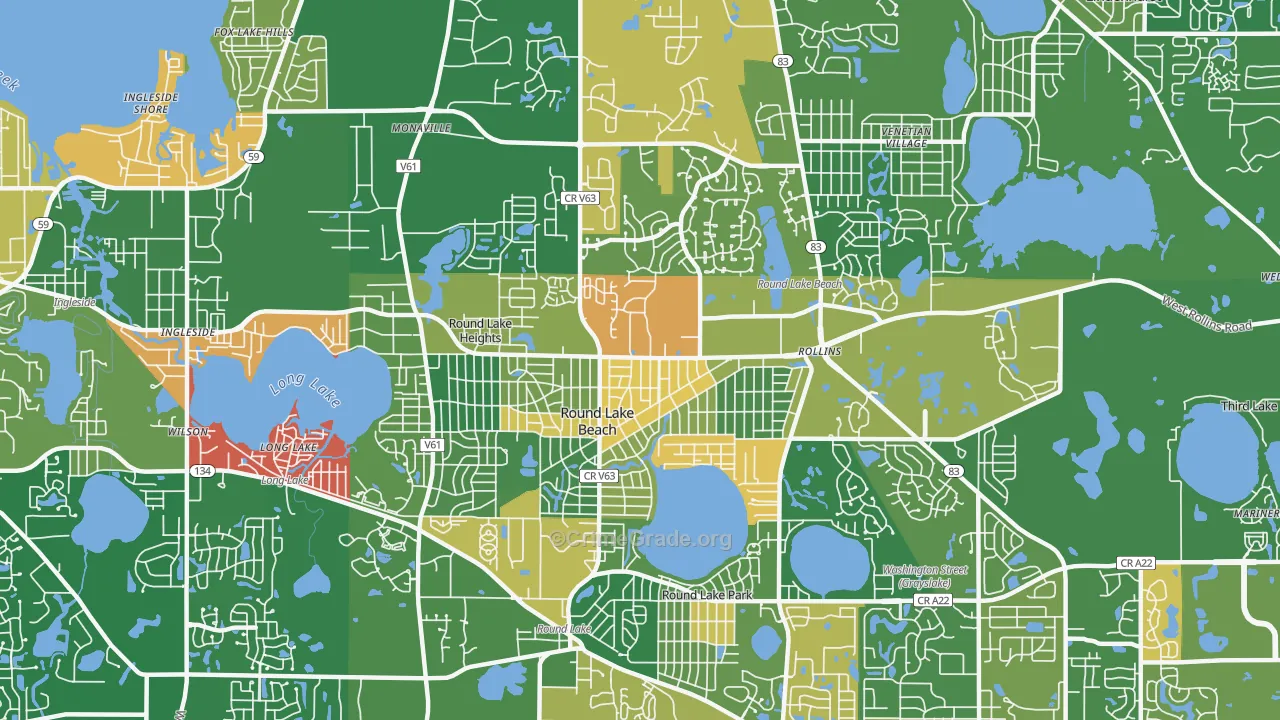 Round Lake Beach, IL Map of Arson Rates