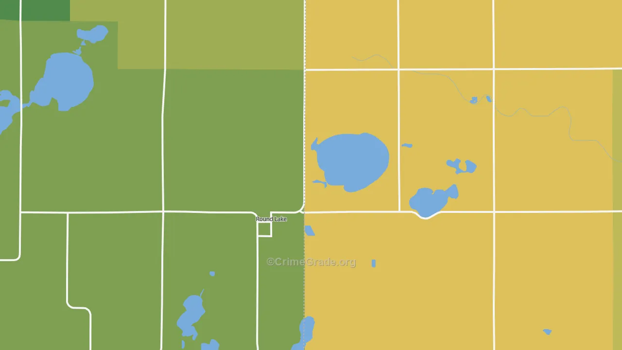 Round Lake, MN Map of Arson Rates