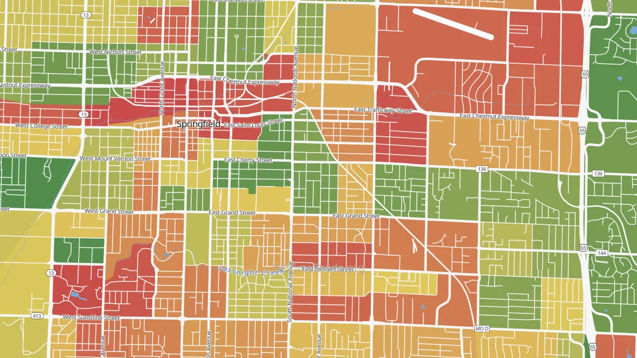 Rountree, Springfield, MO Map of Arson Rates