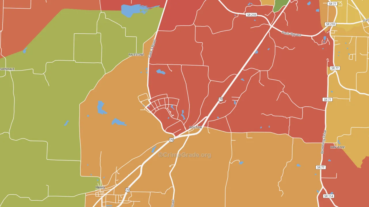 Routon, TN Map of Arson Rates