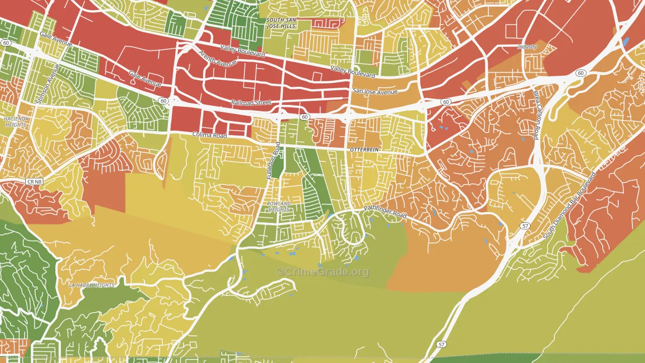 Rowland Heights, CA Map of Arson Rates