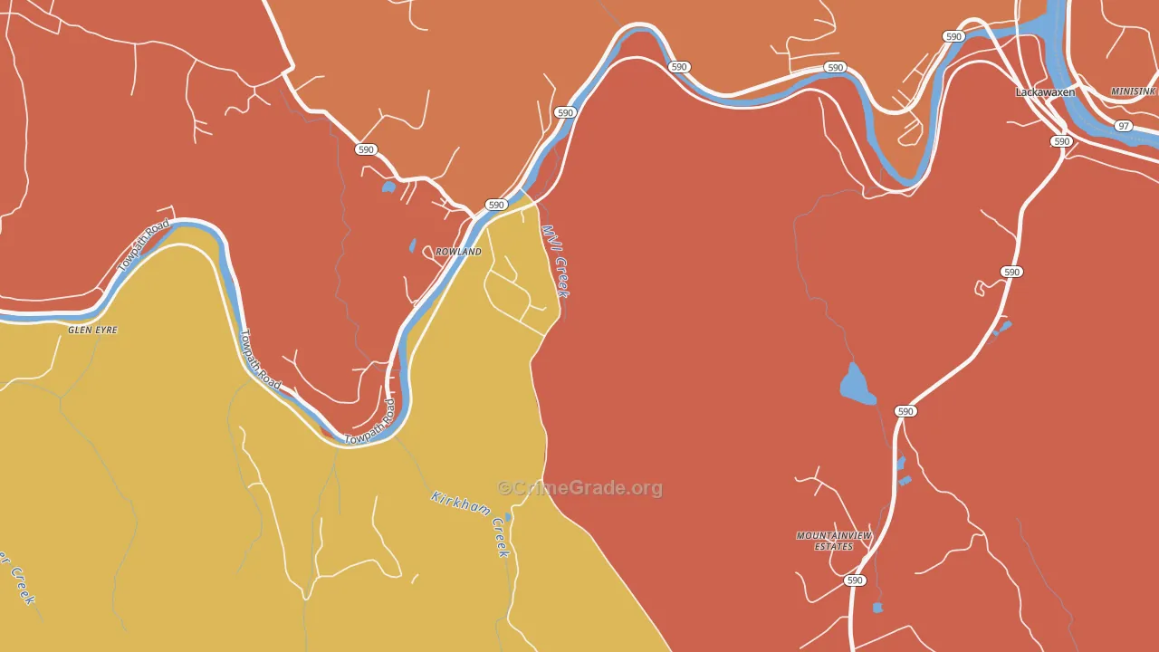 Rowland, PA Map of Arson Rates