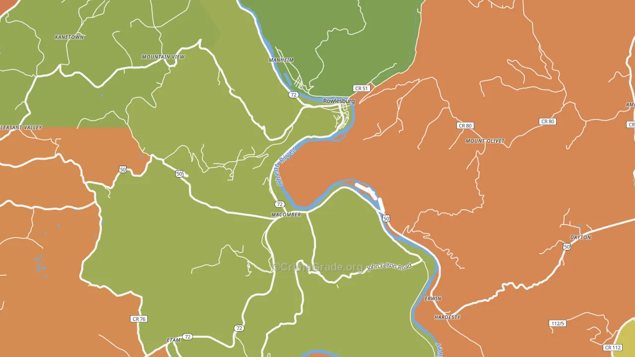 Rowlesburg, WV Map of Arson Rates