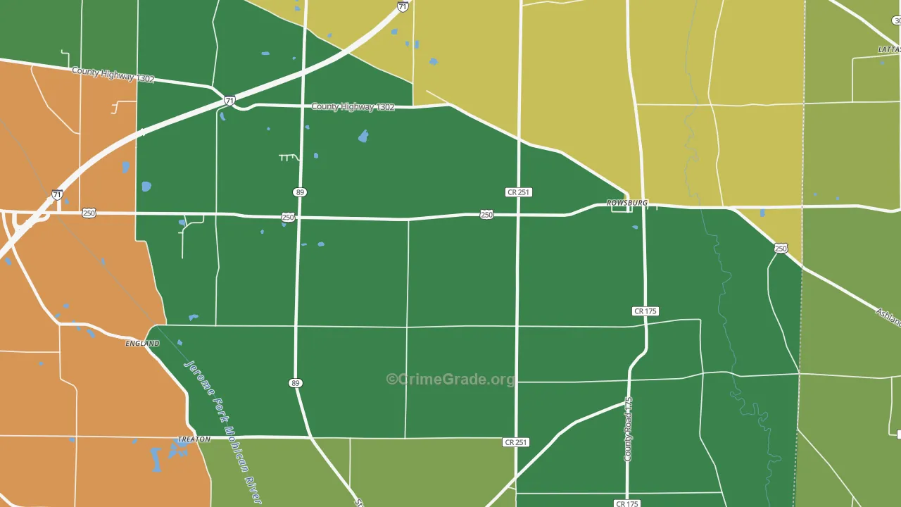 Rowsburg, OH Map of Arson Rates