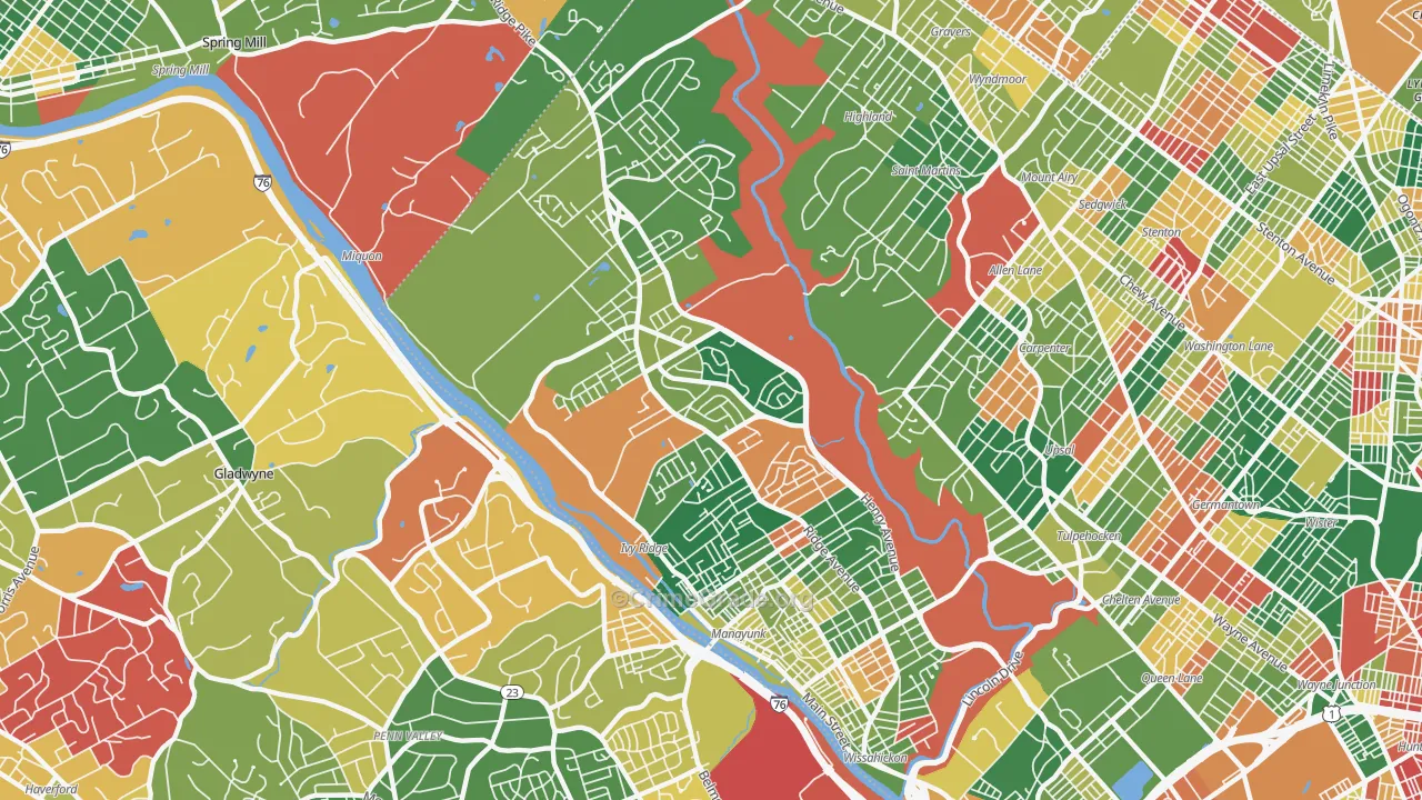 Roxborough, Philadelphia, PA Map of Arson Rates