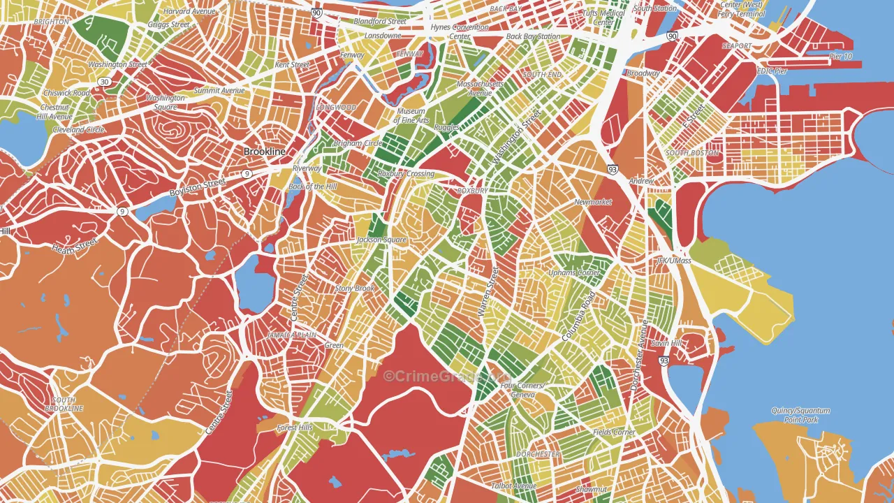Roxbury, Boston, MA Map of Arson Rates